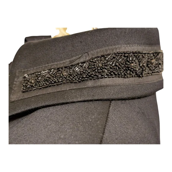 Rare!!! Vintage Beaded Zara Woman 100% Wool Black Beaded Coat. Made In Spain - Picture 9 of 13